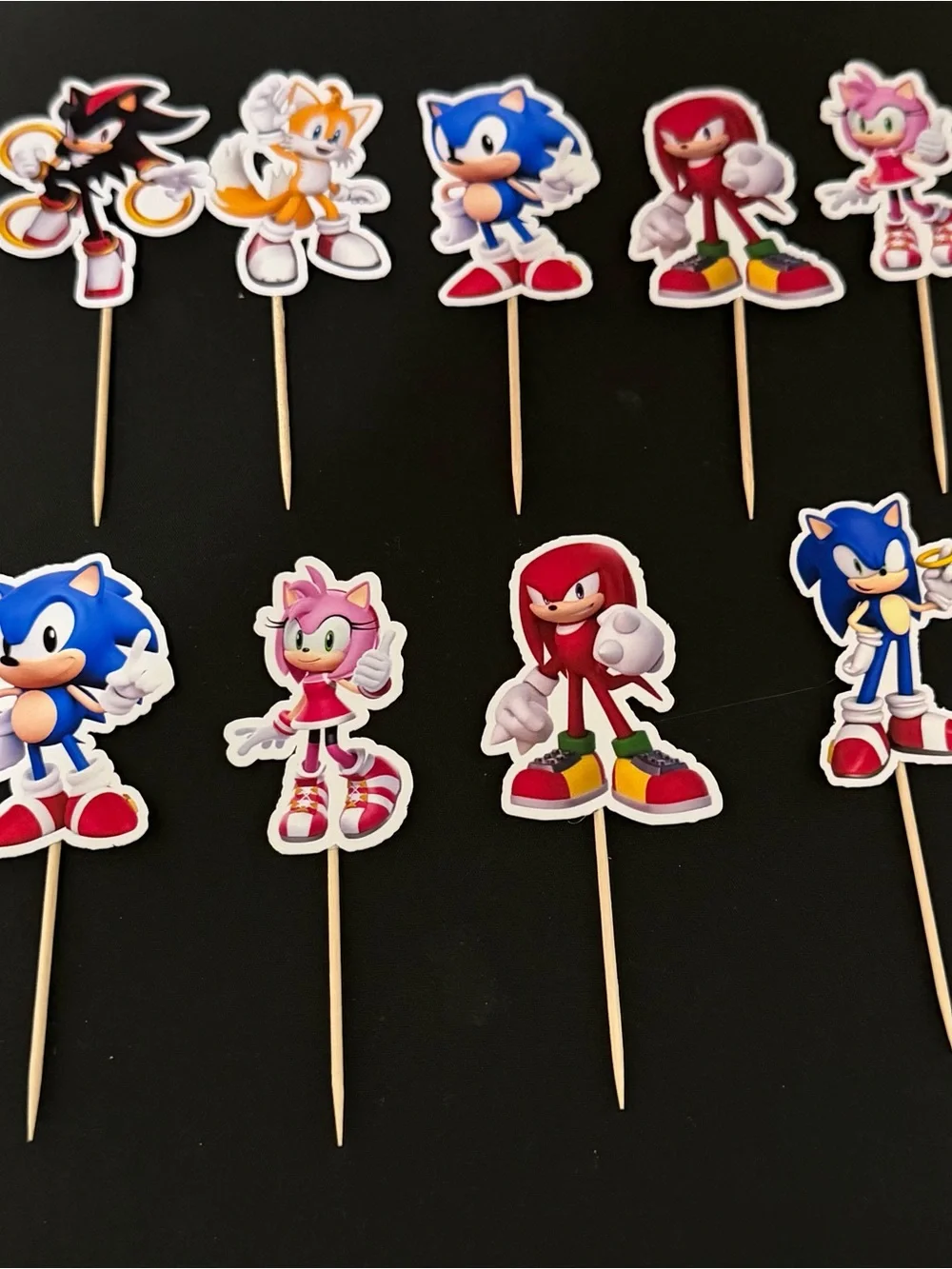 Sonic Themed Blue & Red Party Cupcake Picks - Home Party Supplies